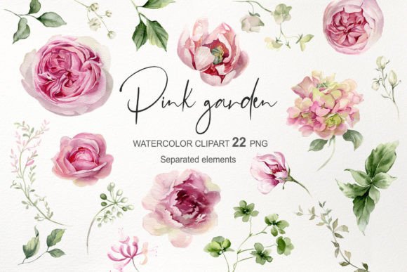 Download Watercolor Pink Flowers Clipart Rose PNG - Pink flowers Collection