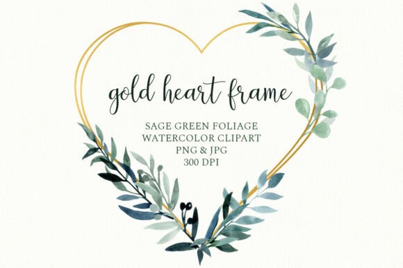 Download Leaves Gold Heart Frame, Greenery Wreath - Greenery Collection