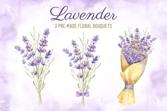 Download Watercolor Lavender Flower Bouquets Set - Lavender flower Collection