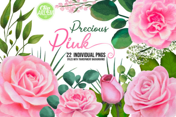 Download Pink Roses Floral 22 PNG Watercolor Set - Premium Resources