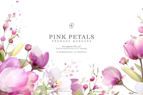 Download Watercolor Pink Flowers Premade Frames - Premium Resources