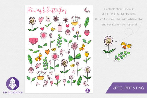 Download Printable Flowers &amp; Butterflies Stickers - Printable flowers Collection