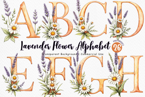 Download Lavender Flower Alphabet PNG Bundle - Lavender flower Collection