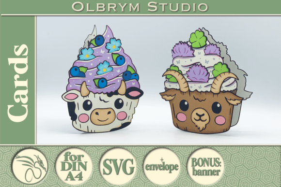 Download Cow and Goat, Farm Greeting Cards SVG - Cards Collection